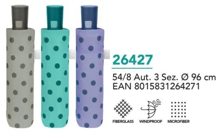 Paraguas Mujer Mini Plegable 54/8 Aut. 3 Sect. Puntos