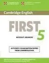 Cambridge English First 5 Student Book Without Answers