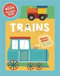 TRAINS. BOOK & WOODEN VEHICLE