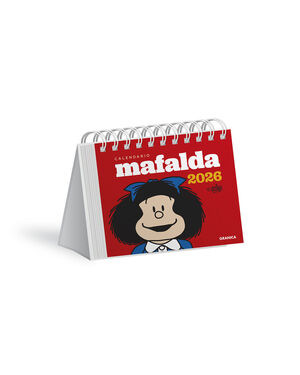 MAFALDA 2026, CALENDARIO ESCRITORIO ROJO