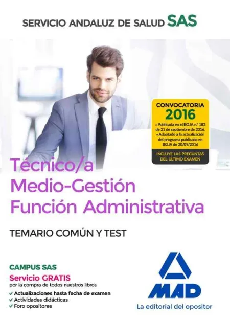 Tecnico Medio Gestion Funcion Temario Comun y Test Sas