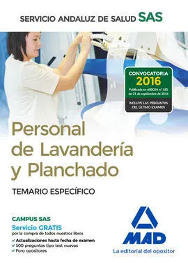 Personal de Lavandería y Planchado del Servicio Andaluz de Salud. Temario Espec