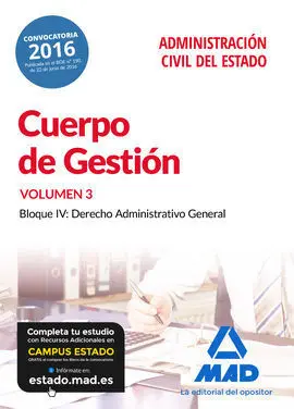 Cuerpo de Gestión de la Administración Civil del Estado. Temario Volumen 3