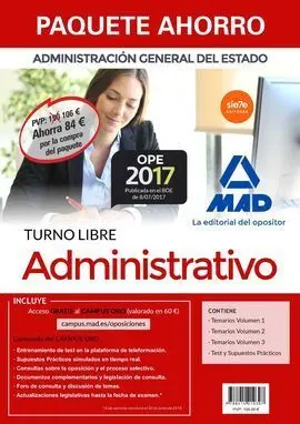 Paquete Ahorro Administrativo Administracion del Estado Turno Libre