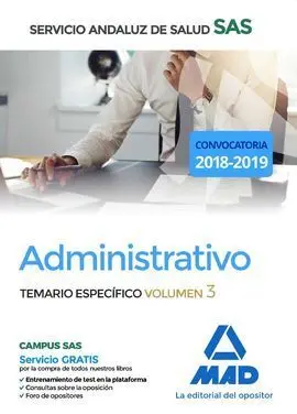 Administrativo del Servicio Andaluz de Salud. Temario Específico Volumen 3