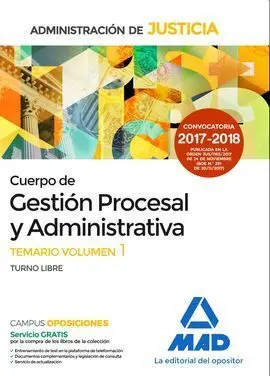 Cuerpo de Gestión Procesal y Administrativa. temario Vol. I. t. Libre