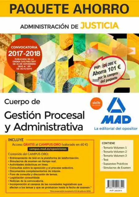 018 Gestion Procesal y Administrativa Tomo 1 2 y 3 Test Supuestos Simulacros y