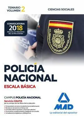 Policía Nacional 2018 Escala Básica Temario Volumen 2 Ciencias Sociales