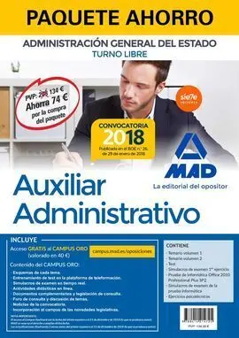 Venta Anticipada Paquete Ahorro Auxiliar Administrativo del Estado (Turno Libre)