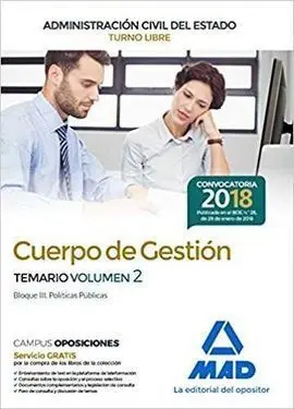Cuerpo de Gestión de la Administración Civil del Estado(Turno Libre). Temario Vo