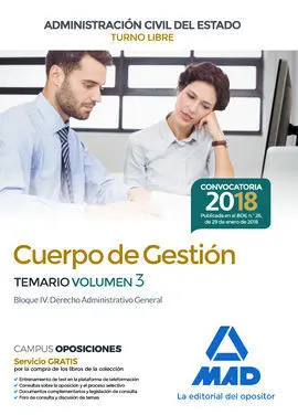 Cuerpo de Gestión de la Administración Civil del Estado. Temario Volumen 3