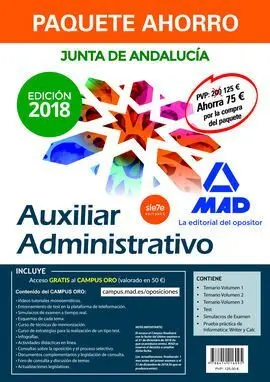 Paquete Ahorro Auxiliar Administrativo Junta de Andalucía. Ahorra 75 ? (Incluye