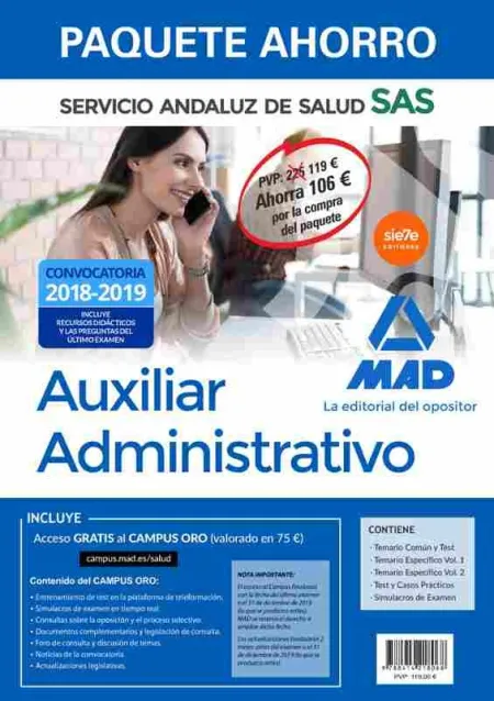 Paquete Ahorro Auxiliar Administrativo del Servicio Andaluz de Salud. Ahorro de
