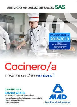 Cocinero/A del Servicio Andaluz de Salud. Temario Especifico Volumen 1
