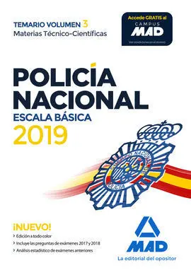 Policía Nacional Escala Básica. Temario Volumen 3 Materias Científico-Técnicas