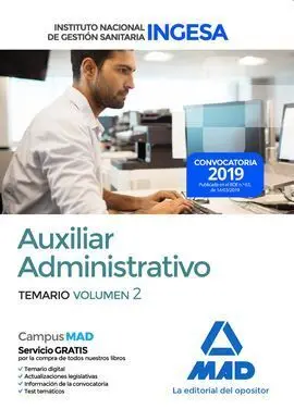 Auxiliar Administrativo del Instituto Nacional de Gestión Sanitaria (Ingesa). Te