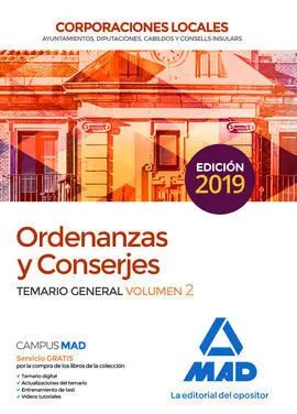 Ordenanzas y Conserjes de Corporaciones Locales. Test del Temario General y Supu