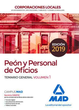 Peon y Personal de Oficios de Corporaciones Locales. Temario General Volumen 1