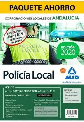 Policía Local de Andalucía. Paquete Ahorro Incluye Temario Volúmenes 1 y 2; Test; Supuestos Prácticos y Acceso Gratis a Curso Oro