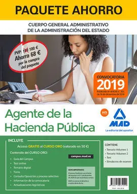 Paquete Ahorro Agentes de la Hacienda Pública. Ahorra 68  (Incluye Temario Volú
