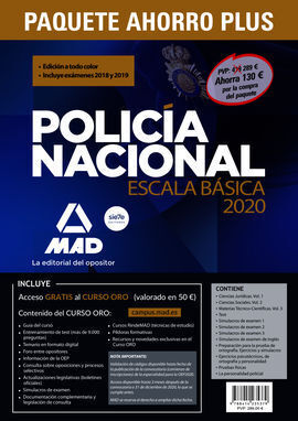 POLICÍA NACIONAL 2020 : ESCALA BÁSICA : TEMARIOS 1, 2 Y 3  TEST  SIMULACROS 1, 2