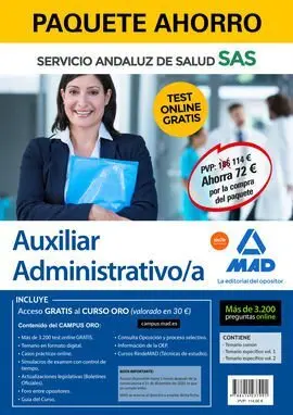 Paquete Ahorro y Test Online Gratis Auxiliar Administrativo del Servicio Andaluz