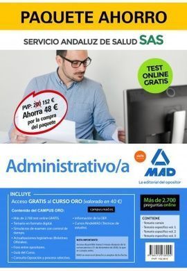 PAQUETE AHORRO Y TEST ONLINE GRATIS ADMINISTRATIVO DEL SERVICIO ANDALUZ DE SALUD