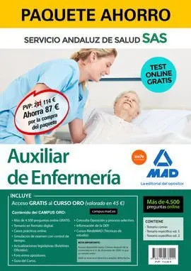 Paquete Ahorro y Test Online Gratis Auxiliar de Enfermería del Servicio Andaluz