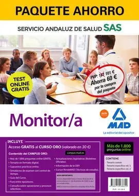 Paquete Ahorro y Test Online Gratis Monitor/A del Servicio Andaluz de Salud. Aho
