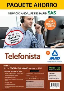 Paquete Ahorro y Test Online Gratis Telefonista del Servicio Andaluz de Salud. A