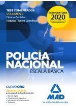 POLICÍA NACIONAL ESCALA BÁSICA. TEST COMENTADOS VOLUMEN 2 CIENCIAS SOCIALES Y MA