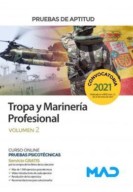 TROPA Y MARINERÍA PROFESIONAL. PRUEBAS DE APTITUD  VOLUMEN 2