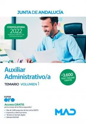 Auxiliar Administrativo/A. Temario Vol. 1. Junta de Andalucía. Convocatoria 2022