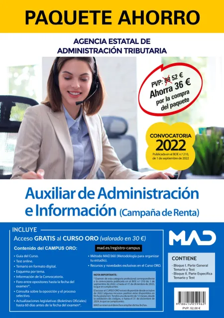 022 Paquete Ahorro Auxiliar de Administración e Información (Campaña de Renta)
