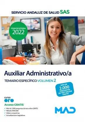 Auxiliar Administrativo/A Sas. Temario Específico Volumen 2