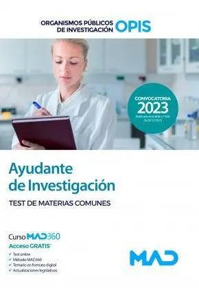 Ayudante Investigacion Test del Temario de Materias Comunes