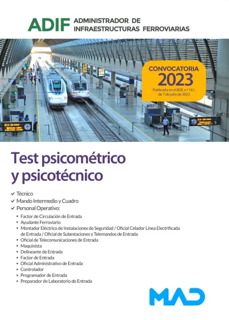 Test Psicométrico y Psicotécnico. Administrador de Infraestructuras Ferroviarias
