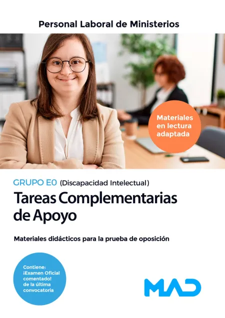 Personal Laboral de Ministerios. Grupo E0. Tareas Complementarias de Apoyo (Discapacidad Intelectual)
