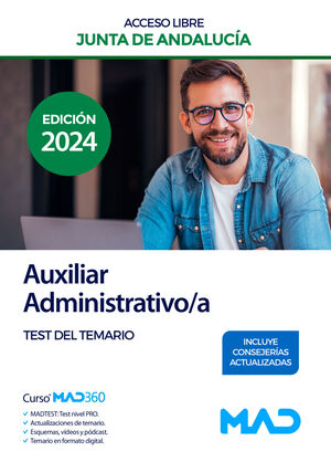 AUXILIAR ADMINISTRATIVO TEST DEL TEMARIO ACCESO LIBRE JUNTA DE ANDALUCIA 2024