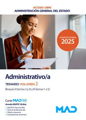 Temario Administrativo;A del Estado. Bloque Ii y Iii. Acceso Libre