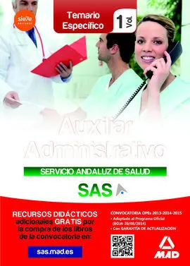 Temario Específico Vol. 1 Auxiliar Administrativo Servicio Andaluz de Salud 2014