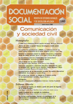 DOCUMENTACIÓN SOCIAL. REVISTA DE ESTUDIOS SOCIALES Y DE SOCIOLOGÍA APLICADA Nº140, ENERO-MARZO 2006