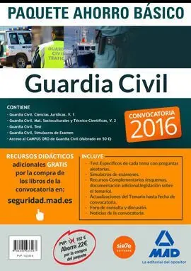 Paquete Ahorro Basico Guardia Civil 2016 Ahorro de 22 