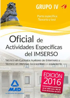 Oficial Actividad Especifica Temario Test Grupo Iv
