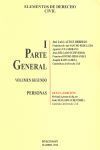 ELEMENTOS DE DERECHO CIVIL I PARTE GENERAL VOL. II. PERSONAS