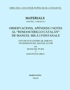 Obra del Cançoner Popular de Catalunya. Volum I. - Fascicle 1. Observacions, Apè