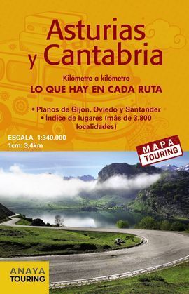 MAPA DE CARRETERAS DE ASTURIAS Y CANTABRIA (DESPLEGABLE), ESCALA 1:340.000