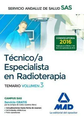 Técnico/A Especialista en Radioterapia del Servicio Andaluz de Salud. Temario Es