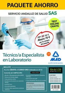 Paquete Ahorro y Test Online Gratis Técnico/A Especialista de Laboratorio del se