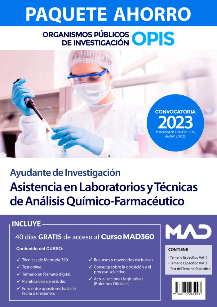 Paquete Ahorro Ayudante de Investigación Asistencia Laboratorios y Técnicas Análisis Químico-Farmacéutico
